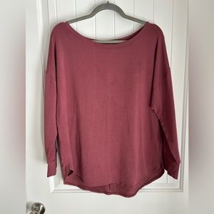 NWOT True & Co. M Nordstrom Red Pink Long Sleeve T Shirt Comfy Loungewear
